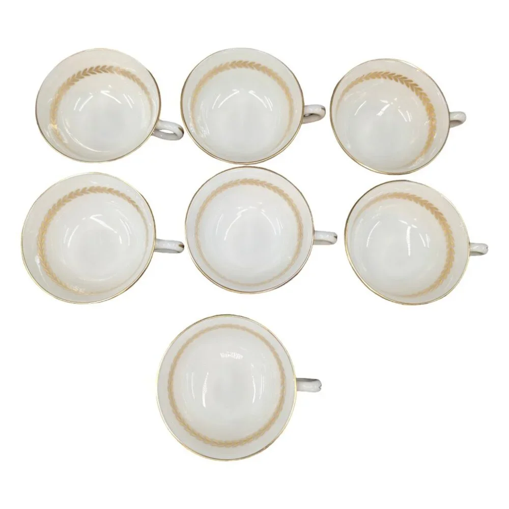 Vtg Lenox Imperial P-338 Tea Cup LOT OF 7 Cream Gold Laurel Trim Footed 6 OZ USA
